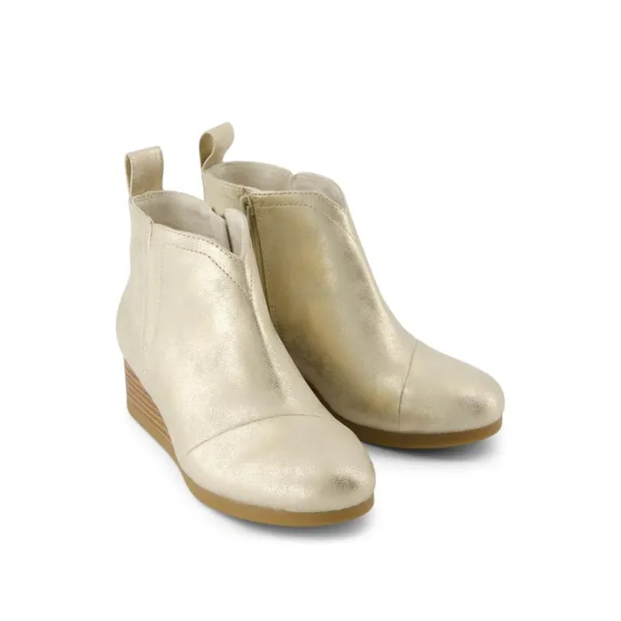 Toms Boots and Booties Clare Kids Wedge Boot Light Gold Metallic Pu 8211 Kids Toms Boots and Booties Clare Kids Wedge Boot Light Gold Metallic Pu 8211 Kids