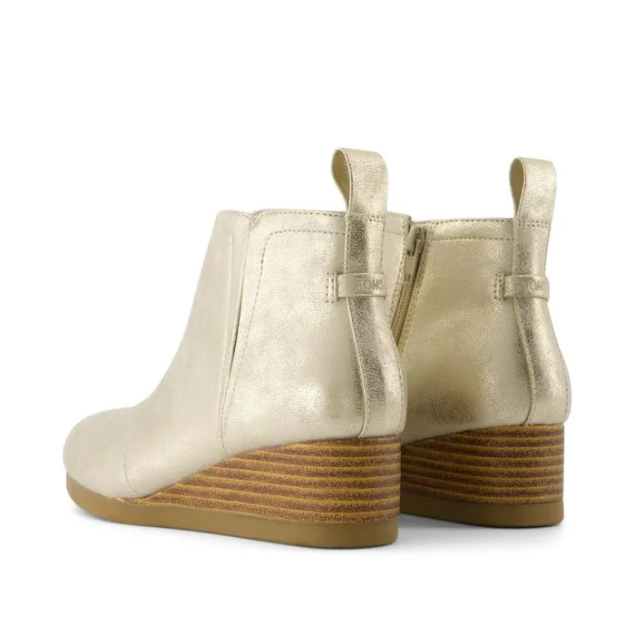 Toms Boots and Booties Clare Kids Wedge Boot Light Gold Metallic Pu 8211 Kids Toms Boots and Booties Clare Kids Wedge Boot Light Gold Metallic Pu 8211 Kids