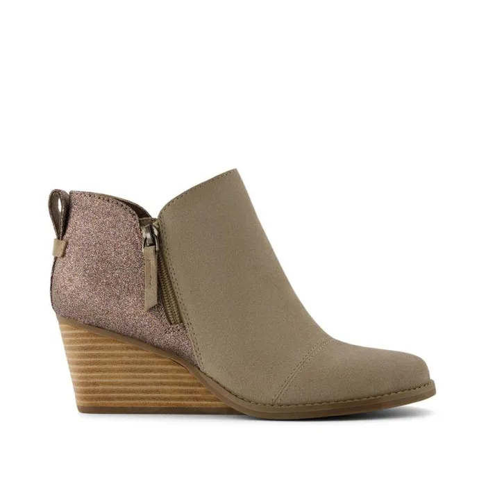 Toms Boots and Booties Goldie Wedge Boot Dune Suede With Rainbow Glitter 8211 Women Toms Boots and Booties Goldie Wedge Boot Dune Suede With Rainbow Glitter 8211 Women