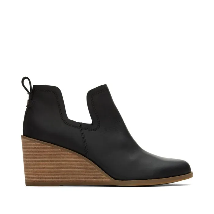 Toms Boots and Booties Kallie Wedge Boot Leather Black 8211 Women