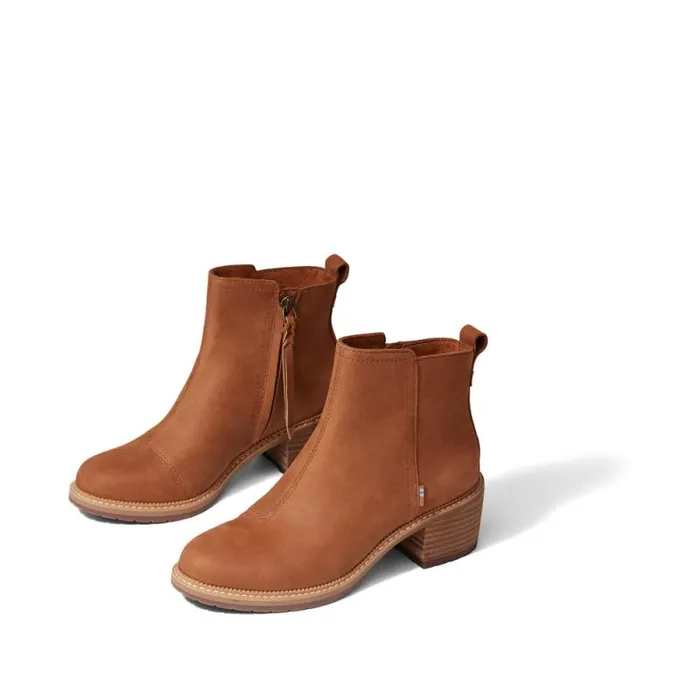 Toms Boots and Booties Marina Heeled Boot Tan Leather 8211 Women Toms Boots and Booties Marina Heeled Boot Tan Leather 8211 Women