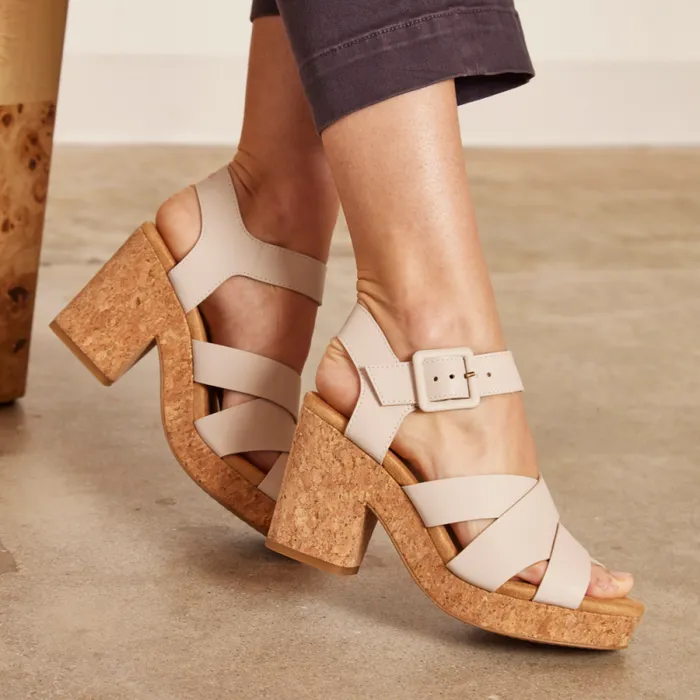 Toms Heels and Wedges Ava Sandal Putty Natural 8211 Women Toms Heels and Wedges Ava Sandal Putty Natural 8211 Women