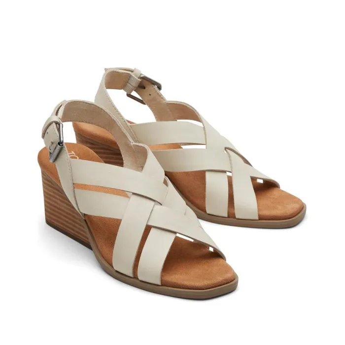Toms Heels and Wedges Gracie Wedge Sandal Leather Fog 8211 Women Toms Heels and Wedges Gracie Wedge Sandal Leather Fog 8211 Women