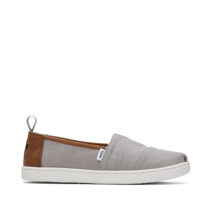 Toms TOMS Classics Alpargata Kids Shoe Drizzle Greydark Brown Trim 8211 KidsWomen Toms TOMS Classics Alpargata Kids Shoe Drizzle Greydark Brown Trim 8211 KidsWomen