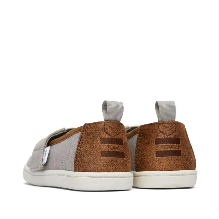 Toms TOMS Classics Alpargata Toddler Shoe Drizzle Grey Recycled Cotton 8211 Brown Trim 8211 WomenKids Toms TOMS Classics Alpargata Toddler Shoe Drizzle Grey Recycled Cotton 8211 Brown Trim 8211 WomenKids