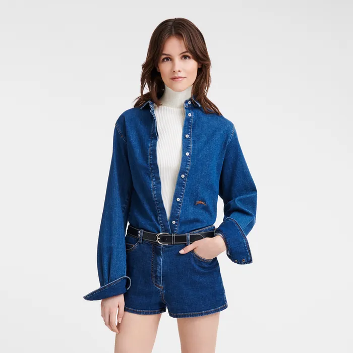 Tops and Blouses Longchamp Women Shirt Denim Tops and Blouses Longchamp Women Shirt Denim