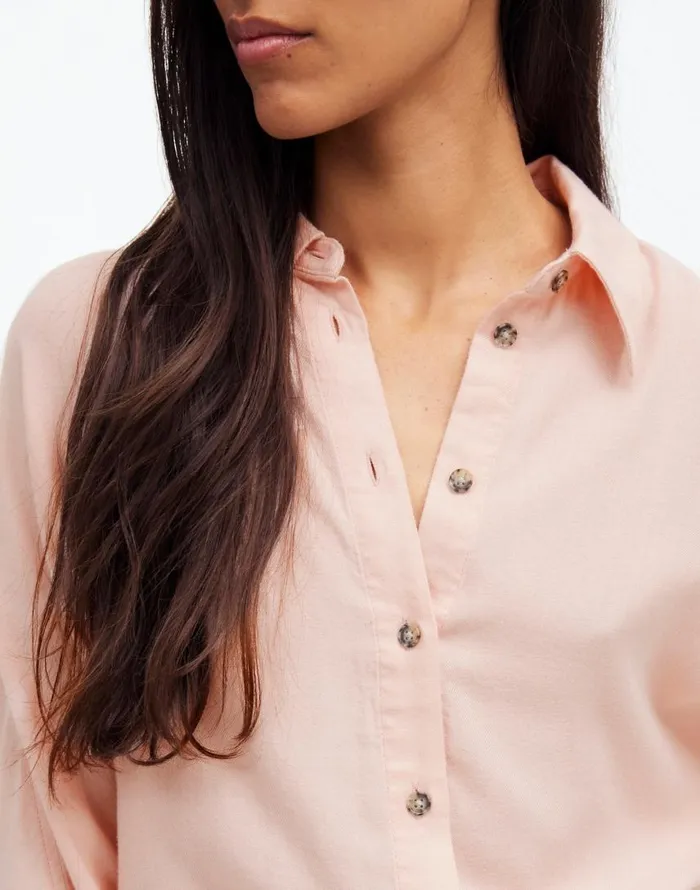 Tops and Shirts Women Madewell Heathered Flannel Dolman ButtonUp Shirt Pink Heather
