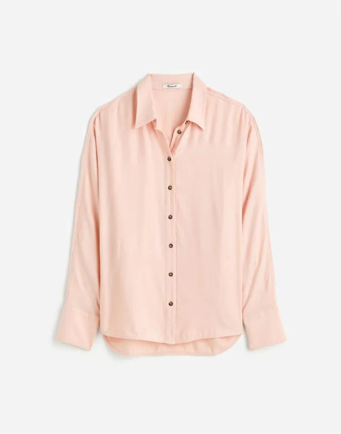 Tops and Shirts Women Madewell Heathered Flannel Dolman ButtonUp Shirt Pink Heather
