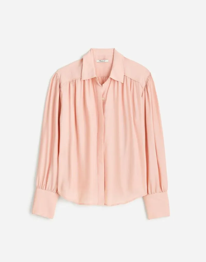 Tops and Shirts Women Madewell LongSleeve ButtonFront Top Pale Blush
