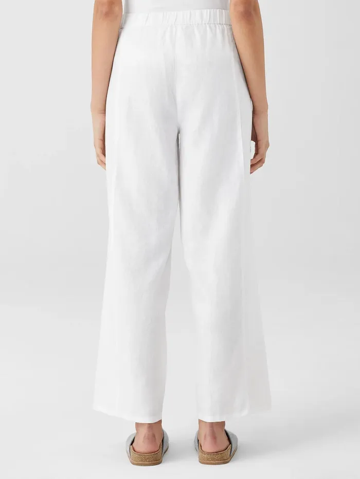 Tops and Tees Women Eileen Fisher Organic Linen Wide Trouser Pant Black