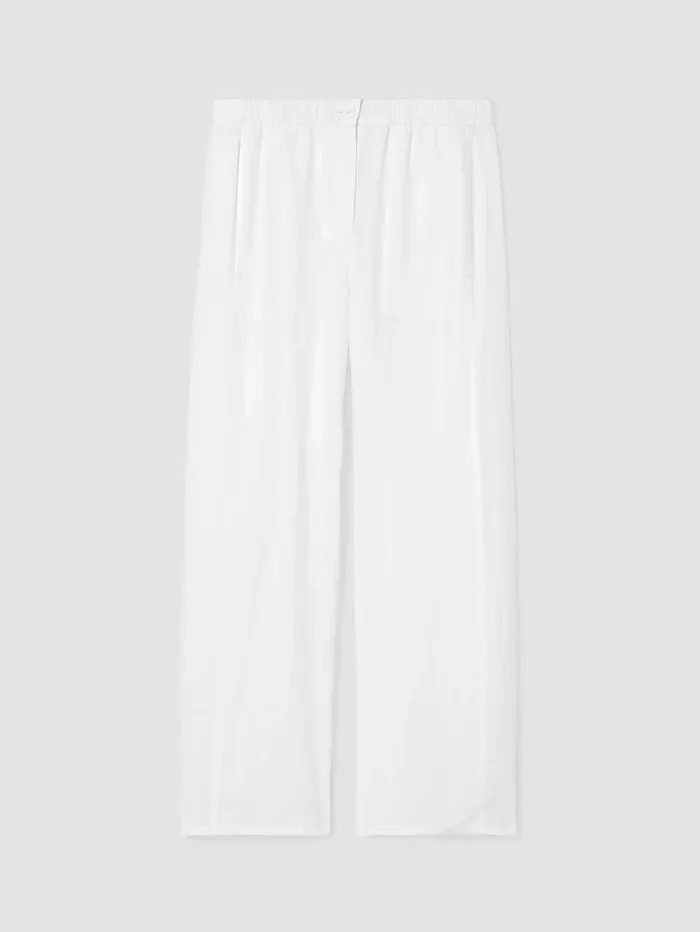 Tops and Tees Women Eileen Fisher Organic Linen Wide Trouser Pant Black