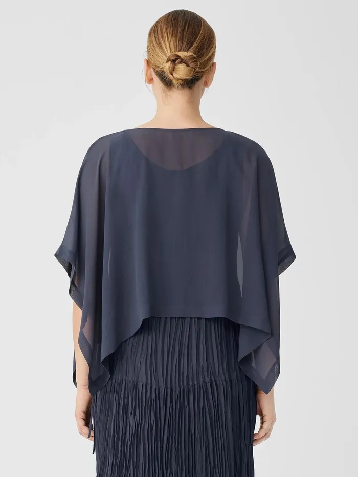 Tops and Tees Women Eileen Fisher Sheer Silk Georgette Poncho Ocean