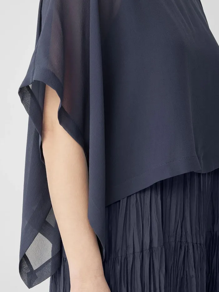 Tops and Tees Women Eileen Fisher Sheer Silk Georgette Poncho Ocean