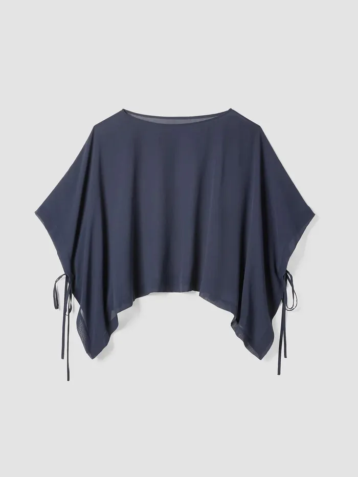 Tops and Tees Women Eileen Fisher Sheer Silk Georgette Poncho Ocean
