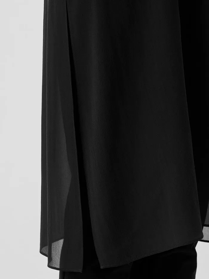 Tops and Tees Women Eileen Fisher Stretch Silk Jersey Mock Neck Top Black