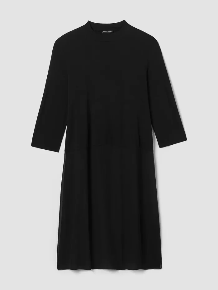 Tops and Tees Women Eileen Fisher Stretch Silk Jersey Mock Neck Top Black