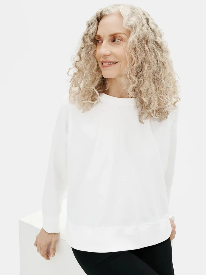 Tops and Tees Women Eileen Fisher Traceable Cotton Jersey Crew Neck BoxTop White Tops and Tees Women Eileen Fisher Traceable Cotton Jersey Crew Neck BoxTop White
