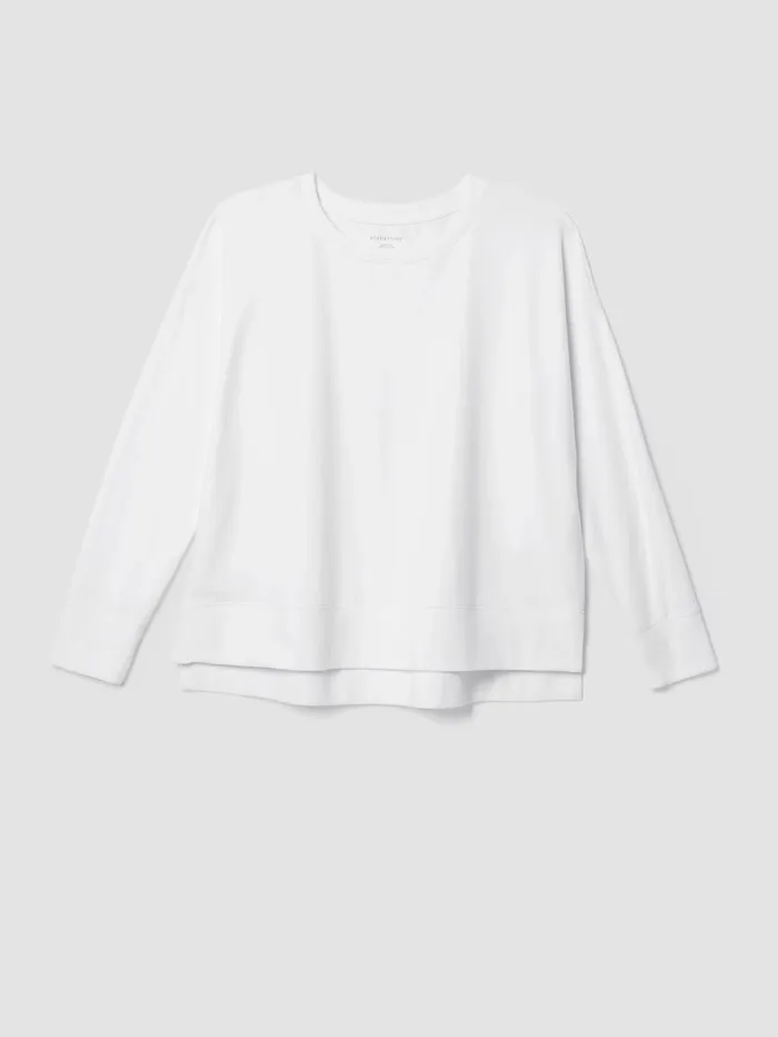 Tops and Tees Women Eileen Fisher Traceable Cotton Jersey Crew Neck BoxTop White