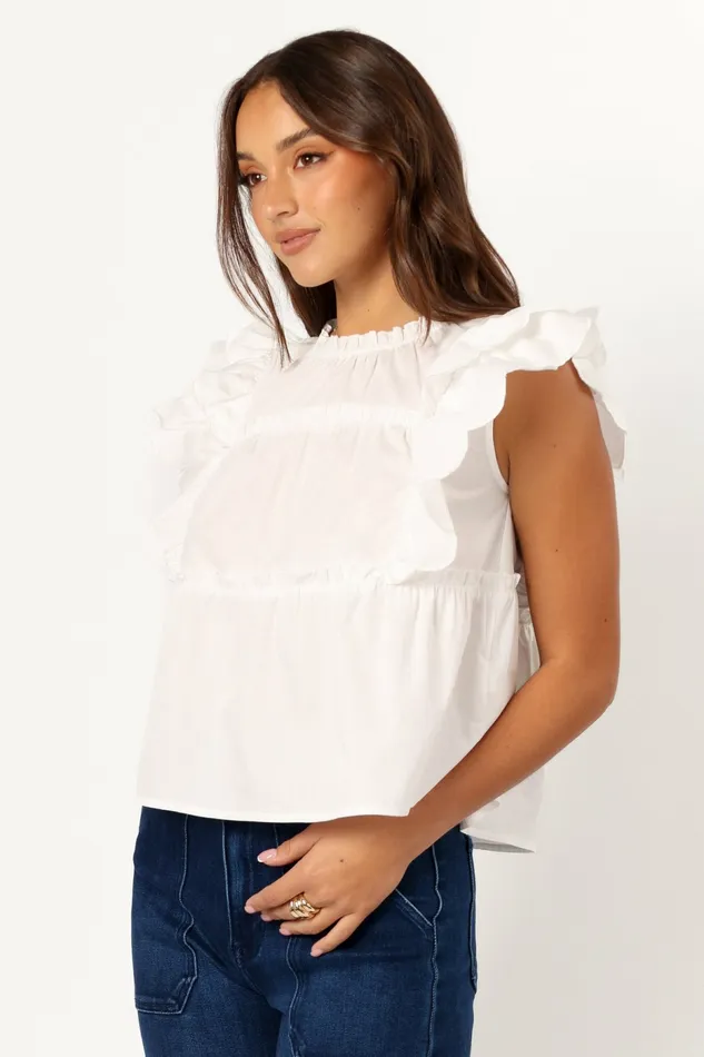 Tops Petal and Pup Women Elaine Ruffle Top Off White