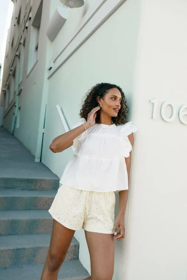 Tops Petal and Pup Women Elaine Ruffle Top Off White