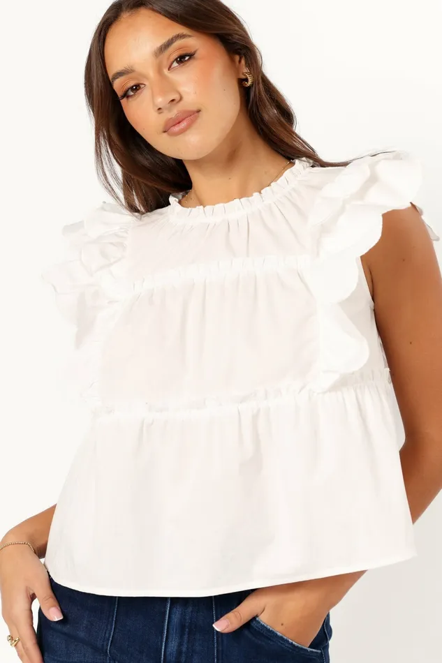 Tops Petal and Pup Women Elaine Ruffle Top Off White