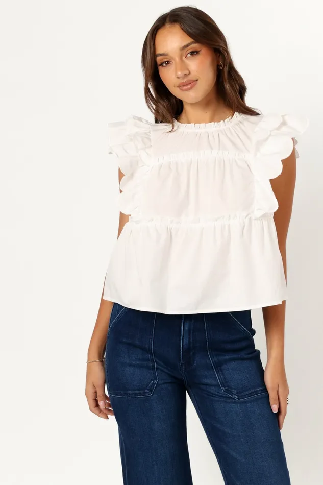 Tops Petal and Pup Women Elaine Ruffle Top Off White