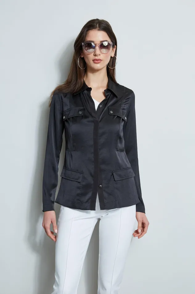 Tops Women Elie Tahari Cargo Utility Jacket BLACK