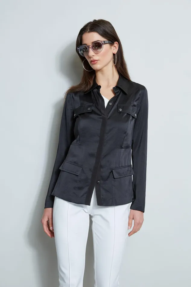 Tops Women Elie Tahari Cargo Utility Jacket BLACK