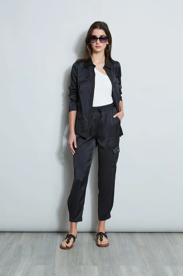 Tops Women Elie Tahari Cargo Utility Jacket BLACK