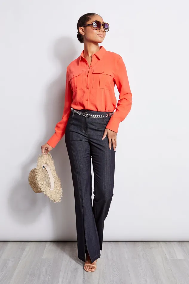 Tops Women Elie Tahari Utility Shirt TOMATO