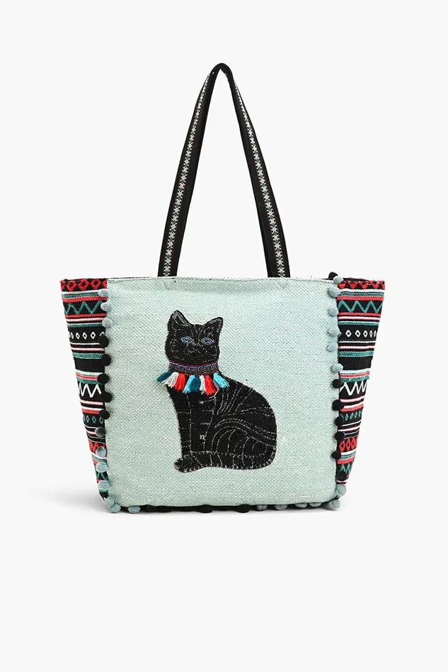 Totes Embellished Shopper Tote Cat America and Beyond Women
