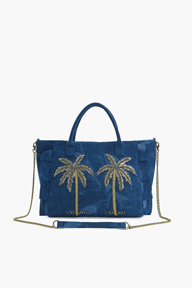 Totes Women Palm Glitz Embellished Denim Tote America and Beyond