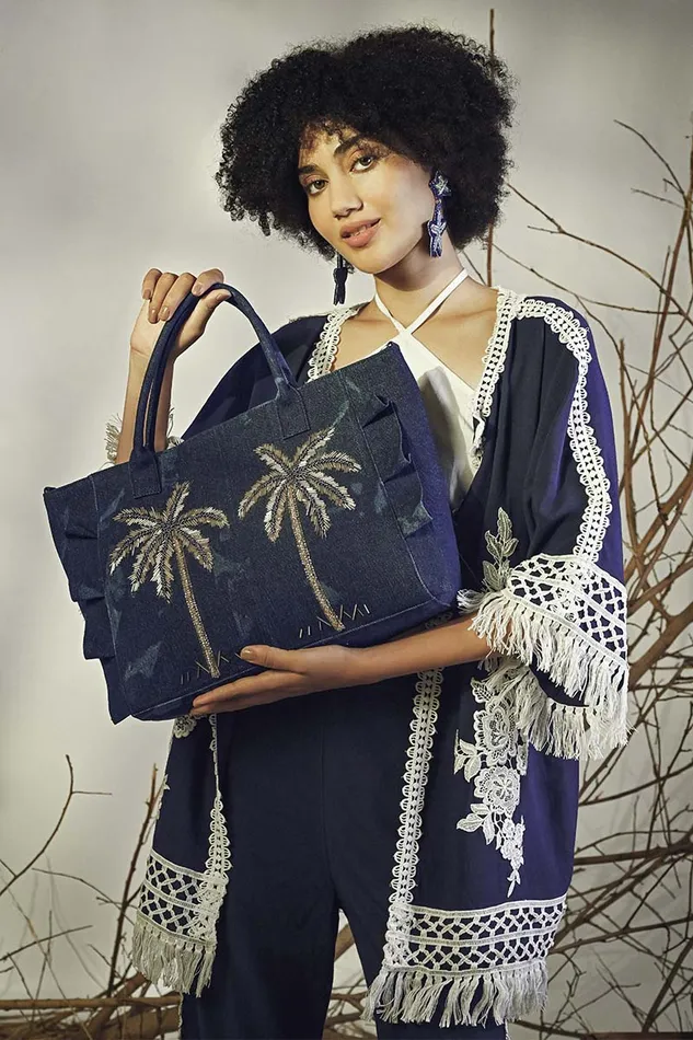 Totes Women Palm Glitz Embellished Denim Tote America and Beyond