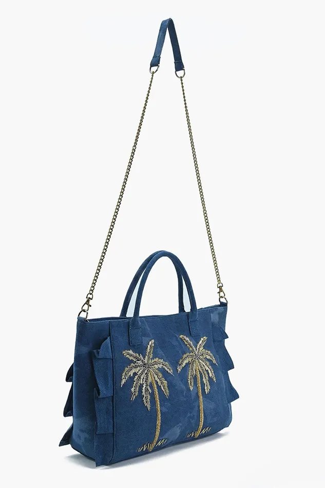 Totes Women Palm Glitz Embellished Denim Tote America and Beyond