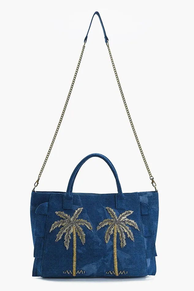 Totes Women Palm Glitz Embellished Denim Tote America and Beyond