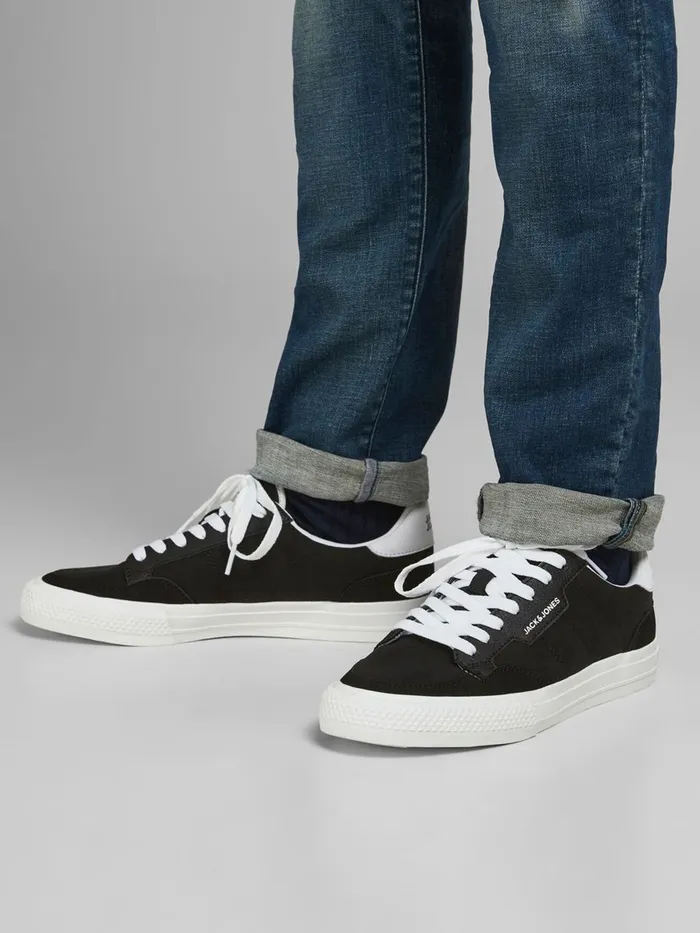 Trainers JACK and JONES Mens FAUX LEATHER LOGO SNEAKERS Black Anthracite Popular Trainers JACK and JONES Mens FAUX LEATHER LOGO SNEAKERS Black Anthracite Popular