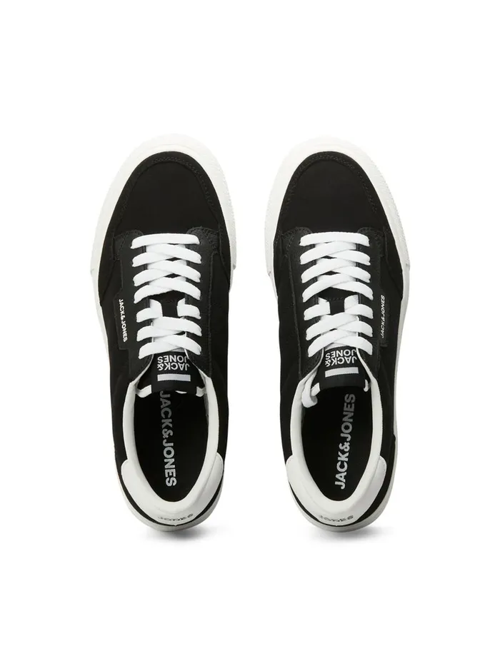 Trainers JACK and JONES Mens FAUX LEATHER LOGO SNEAKERS Black Anthracite Popular