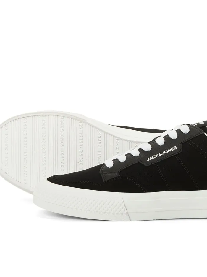 Trainers JACK and JONES Mens FAUX LEATHER LOGO SNEAKERS Black Anthracite Popular