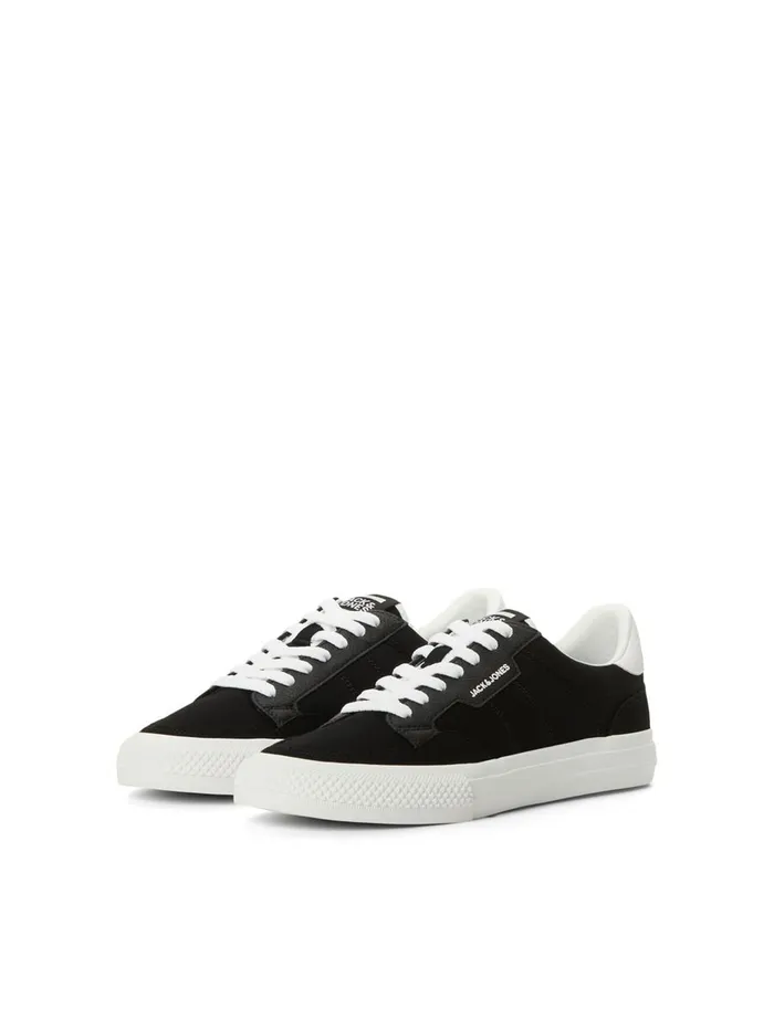 Trainers JACK and JONES Mens FAUX LEATHER LOGO SNEAKERS Black Anthracite Popular