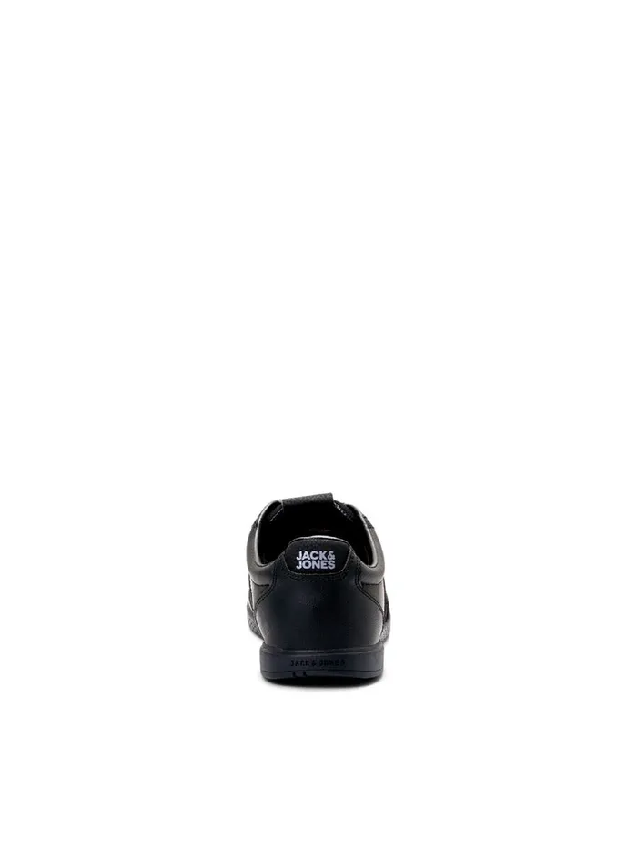 Trainers JACK and JONES Mens FAUX LEATHER SNEAKERS Black Anthracite Cheap On Sale