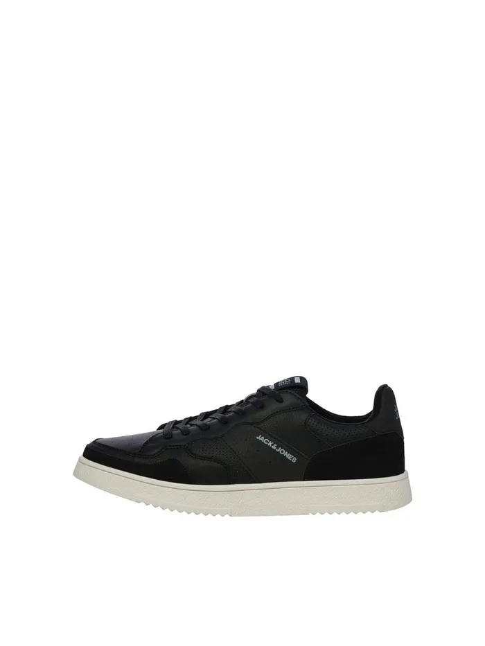 Trainers JACK and JONES Mens FAUX LEATHER SNEAKERS Black Anthracite Gift 4 You