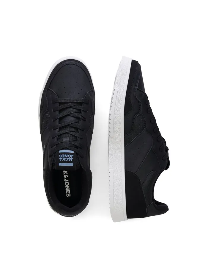Trainers JACK and JONES Mens FAUX LEATHER SNEAKERS Black Anthracite Gift 4 You