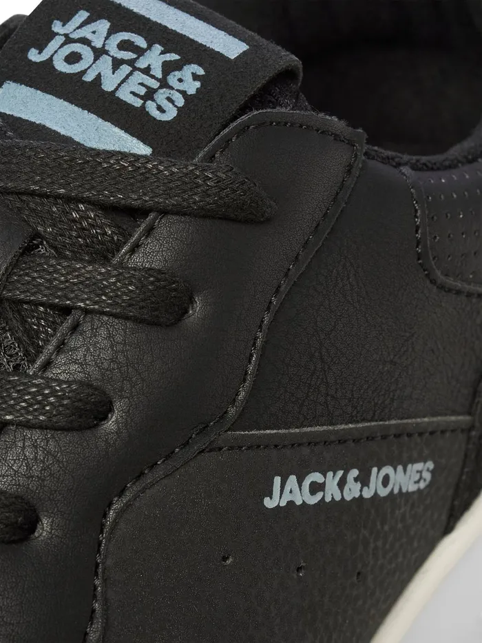 Trainers JACK and JONES Mens FAUX LEATHER SNEAKERS Black Anthracite Gift 4 You