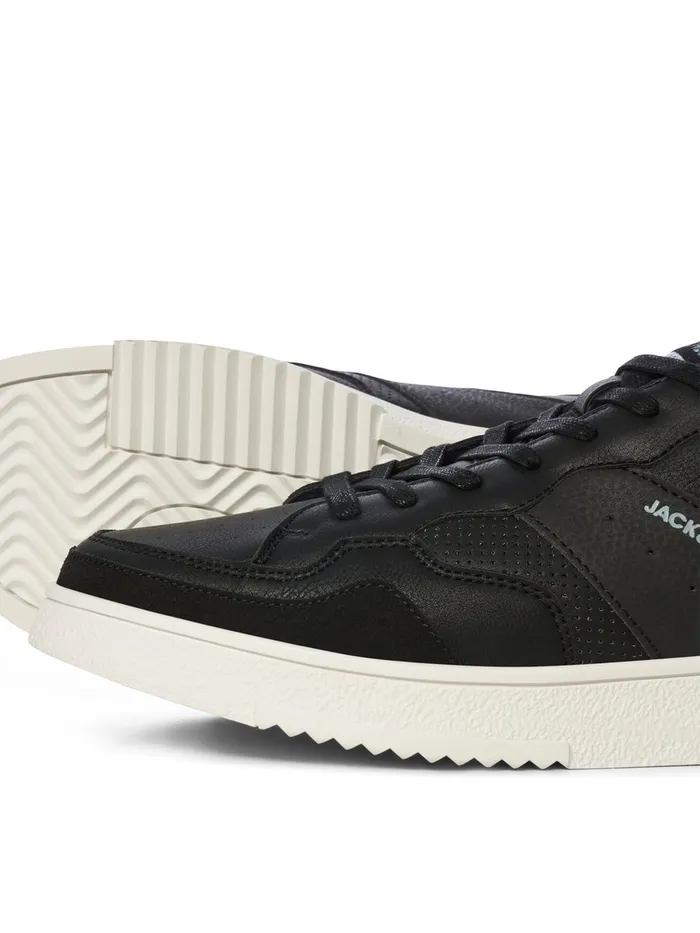Trainers JACK and JONES Mens FAUX LEATHER SNEAKERS Black Anthracite Gift 4 You