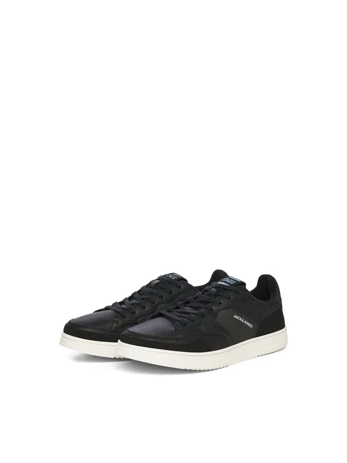 Trainers JACK and JONES Mens FAUX LEATHER SNEAKERS Black Anthracite Gift 4 You