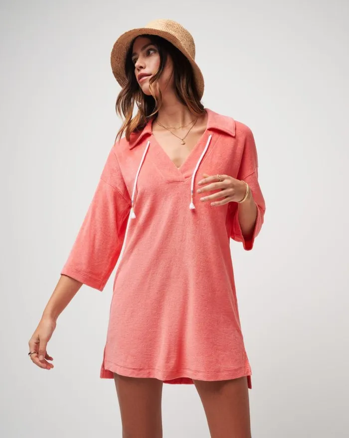 TravisMathew BRUNCH ME BABY TERRY DRESS Shell Pink Women Dresses TravisMathew BRUNCH ME BABY TERRY DRESS Shell Pink Women Dresses