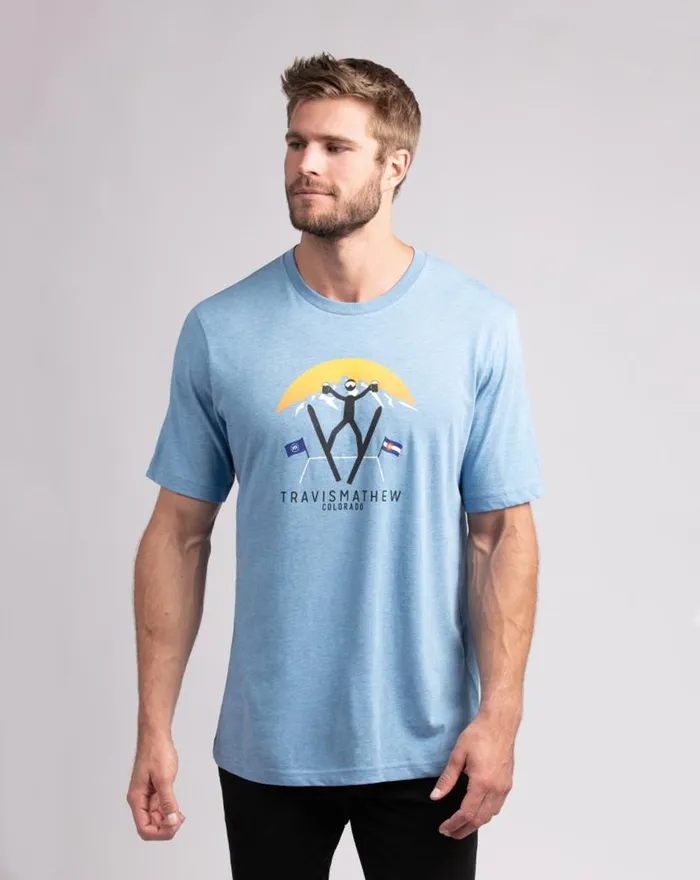 TravisMathew CATCHIN039 AIR TEE Heather Blue Men Tees