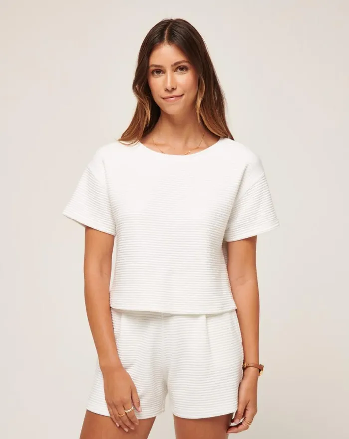TravisMathew CHARTER CRUISE WIDE RIB TOP White Women Shirts and Tops TravisMathew CHARTER CRUISE WIDE RIB TOP White Women Shirts and Tops