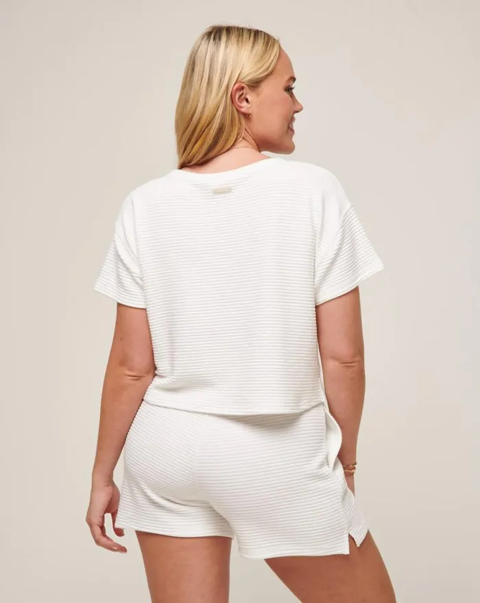 TravisMathew CHARTER CRUISE WIDE RIB TOP White Women Shirts and Tops TravisMathew CHARTER CRUISE WIDE RIB TOP White Women Shirts and Tops