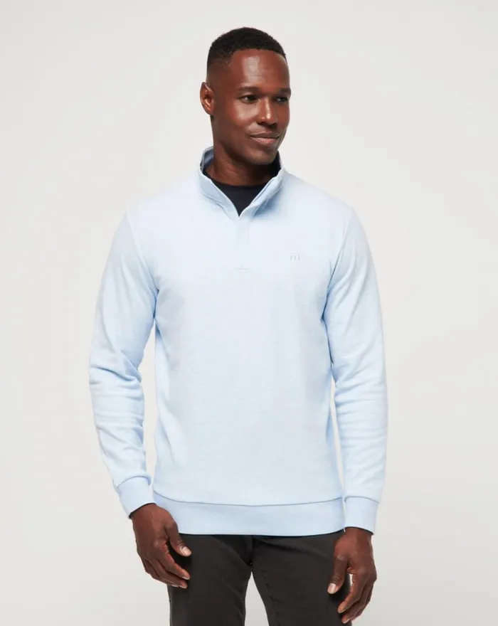 TravisMathew CLOUD QUARTER ZIP 20 Heather Kentucky Blue Men Quarter Zips